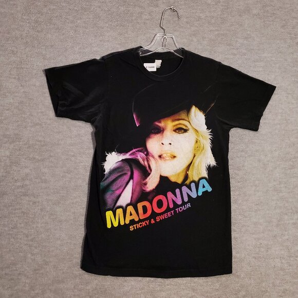 VINTAGE Madonna Women Shirt Medium‎ Black Sticky & Sweet Tour Graphic 2008 - Picture 1 of 9